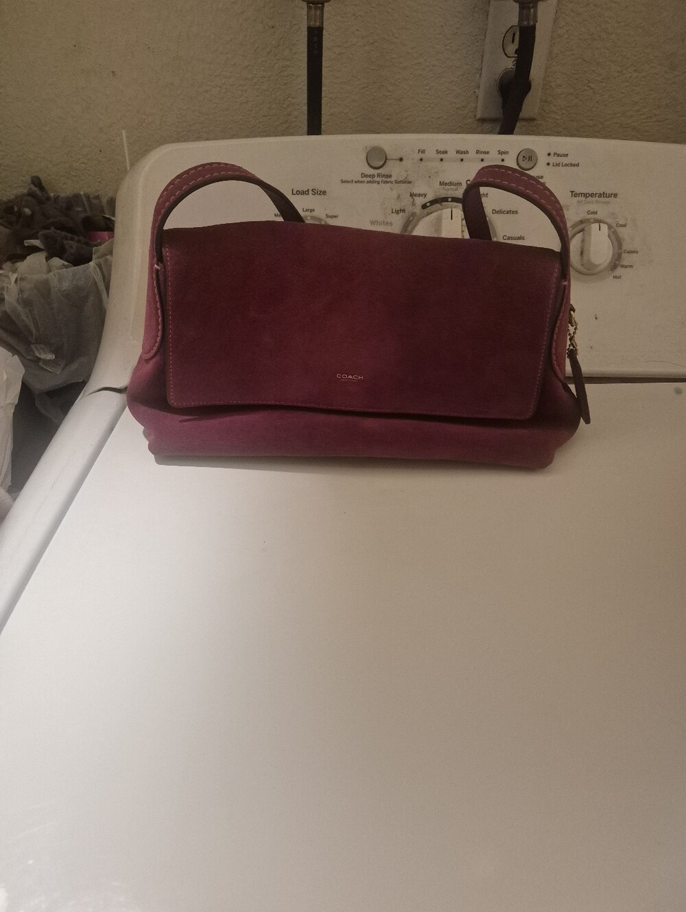 Coach Suede Burgundy Shoulder Bag